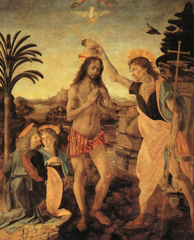  Leonardo  Da Vinci The Baptism of Christ Germany oil painting art